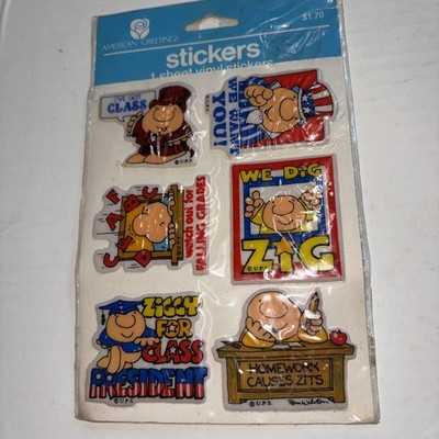 VIintage Ziggy Puffy Stickers School Election American Greetings NOS