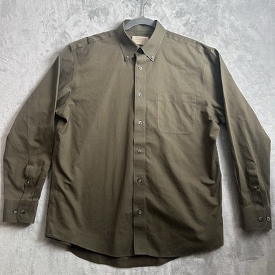 Cabelas Outfitter Series Shirt Men XL Army Green Heavy Long Sleeve
