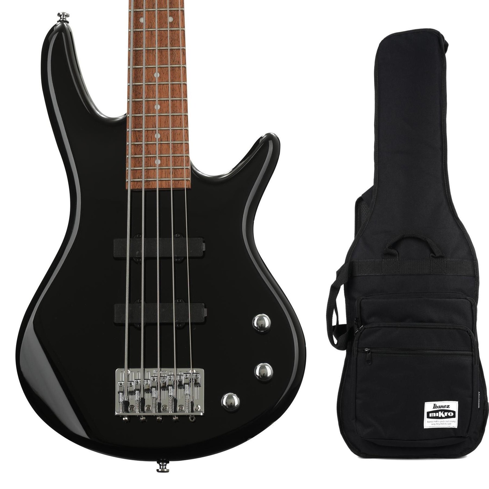 Ibanez miKro GSRM25 - 5-струнная бас-гитара и концертная сумка - Черный 52390₽