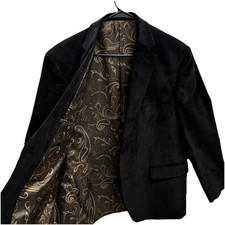 Lauren Ralph Lauren Sport Coat 44L Stone Black Corduroy Blazer Paisley Lining
