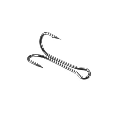 50Pcs 8# 0.71'' Double Fish Hooks Carbon Steel Open Shank Barbed Frog Hooks Black