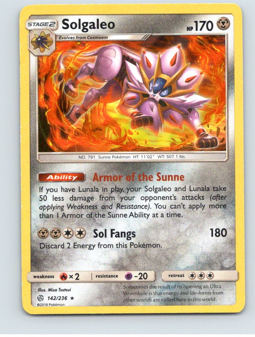 Solgaleo Rare Holo Cosmic Eclipse 142 NM Holo 2019