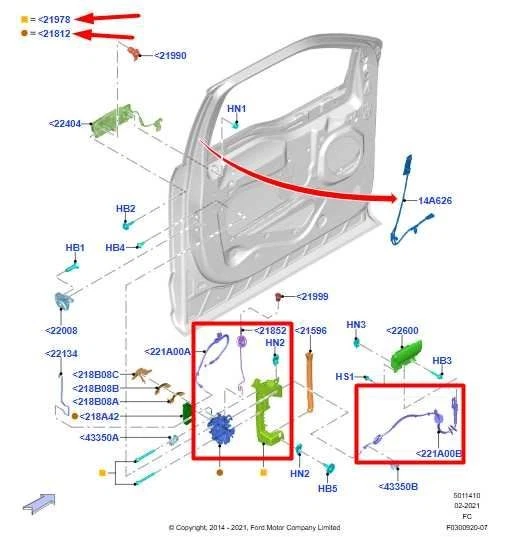 Actuador de pestillo de cerradura de puerta delantera derecha Ford F150 2015-20 FL34-15219A64-DM fabricante original Foto 2 de 4