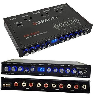 Gravity EQ15 1/2 Din Five Equalization Bands Car Audio Equalizer EQ Front, 