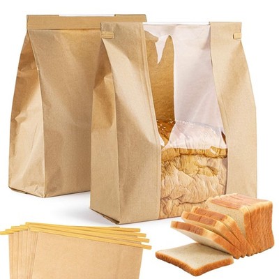 MAQIHAN 50 Bread Bags with 8.2 inches x 3.5 x 12.2 inches, brown