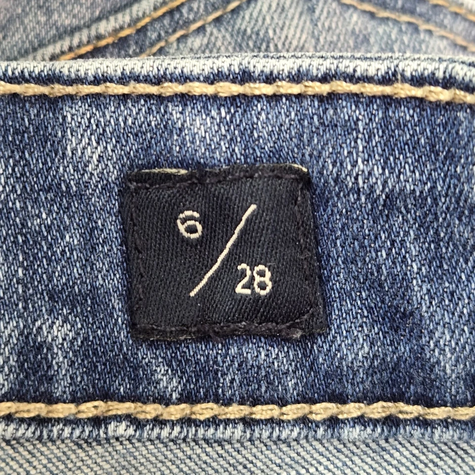 Pantalones Cortos Lucky Brand Mujer 6/28 Azul Denim Stella Ajustados Deshilachados Dobladillo 6" Entrepierna LEER Foto 3 de 4