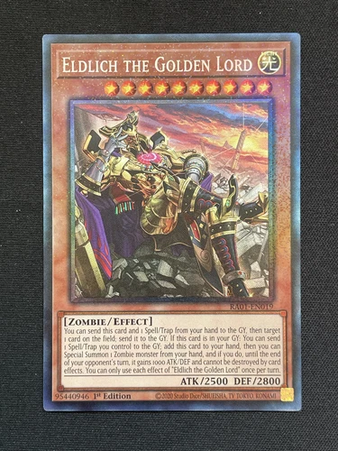 Yugioh Eldlich the Golden Lord (Alt) RA01-EN019 Prismatic Collector's Rare NM