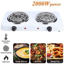 2000W Electric Camping Double Burner Hot Plate Portable Heating Cooking Stove  
