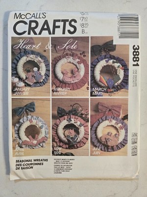 McCall's Crafts Sewing Pattern 3881 Seasonal Month Wreaths UNCUT