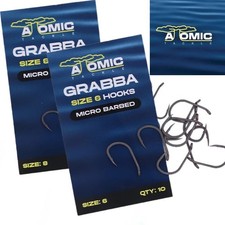 Atomic Tackle Grabba Hooks Barbed / Barbless Carp Fishing Hooks - 6/8