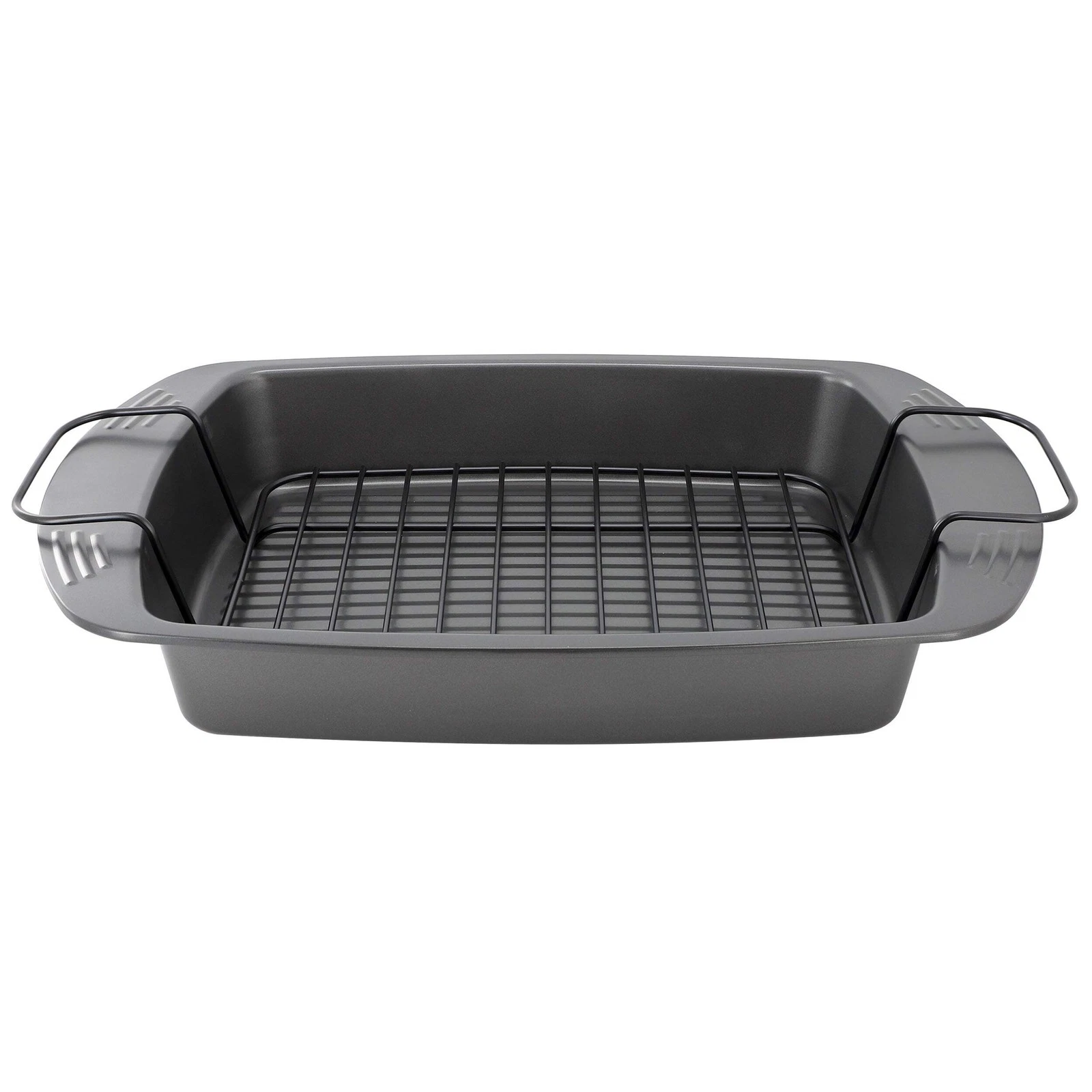 Gibson Home Towerhill 16.7 x 12.7" Nonstick Steel Roaster Pan w Rack