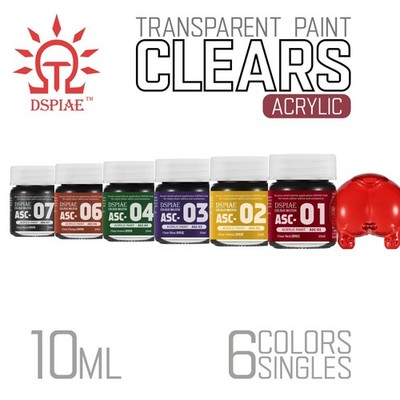 DSPIAE: CLEARS - 10ml - Acrylic Model Color Transparent Paint - Singles 6 Clear