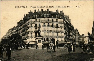 CPA PARIS 5. - Place Maubert und Statue von Etienne Dolet (80415)