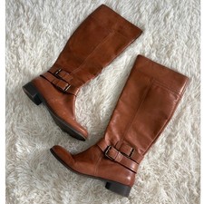 Nine West Vintage America Collection Brown Leather Knee High Riding Boots 6.5