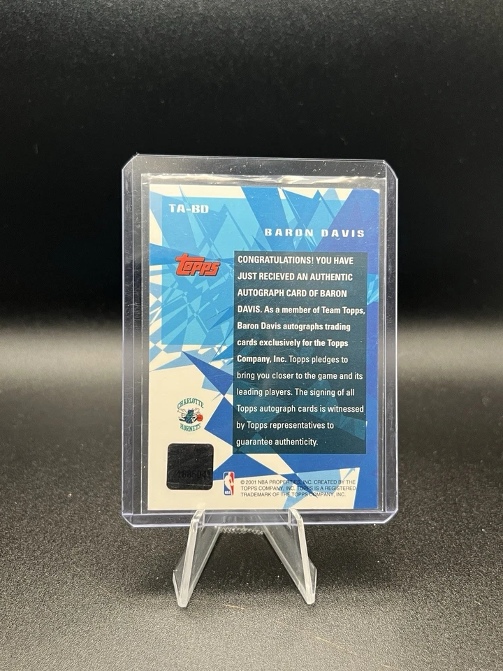 2001-02 Topps баскетбол барон Дэвис команды Topps Auto - Charollette Hornets SP - Изображение 2 из 2