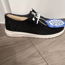 HEYDUDE Black/White Women s Wendy Stretch Can...