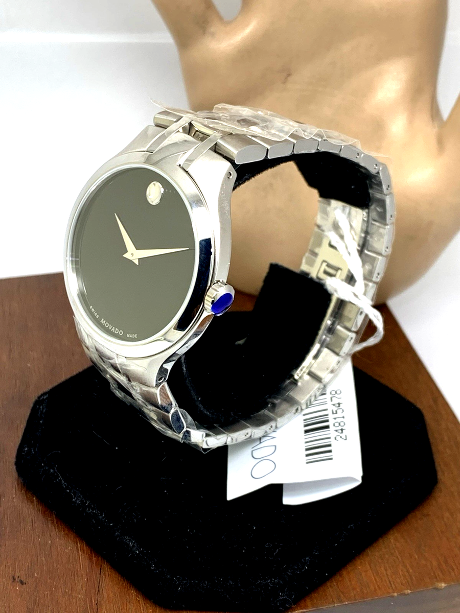 Movado Men's Watch 0606367 Museum Swiss Quartz Black Dial Silver