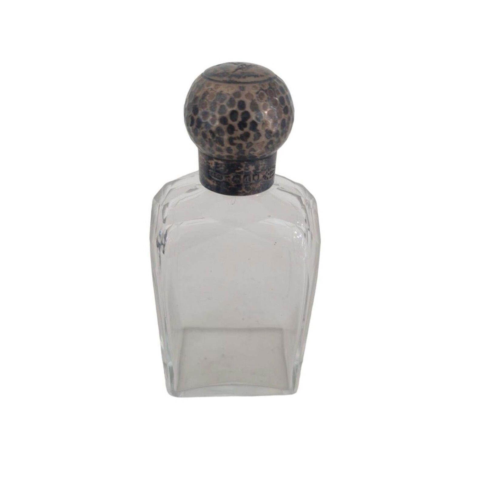Antique Asprey Hallmarked Sterling Silver & Crystal Perfume Bottle Vanity Jar