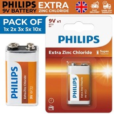 Philips 9V Zinc Batteries Long Life Heavy Duty Fire Alarm MN1604 6LR61 PP3 UK