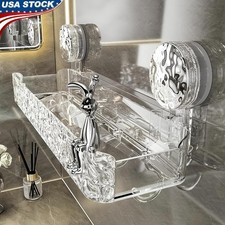 Suction Cup Shower Rack Wall Mount No Drill Storage Caddy Bathroom Kitchen New