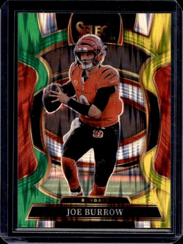 2025 Panini Select Joe Burrow Concourse Green and Yellow Prizm Shock #57 Bengals