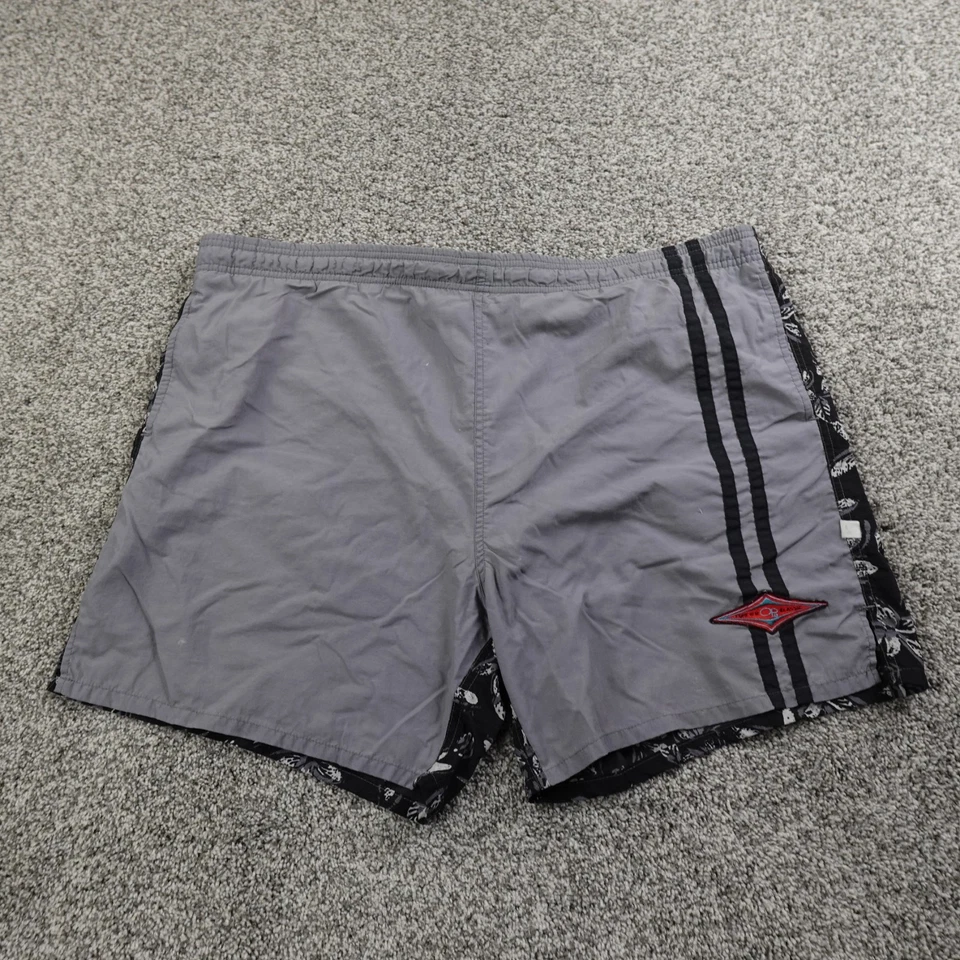 Pantalones Cortos De Colección Ocean Pacific Para Hombres L Negro Gris Tabla Hawaiana Natación Surf OP 80s 90s Foto 2 de 4