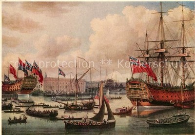 Schiffe Ships Navires Launching of the Cambridge Royal George John Cleveley