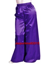 Bluish Purple Satin Palazzo Pant Yoga Wide Leg Pant Hippie Boho Trouser Clubwear