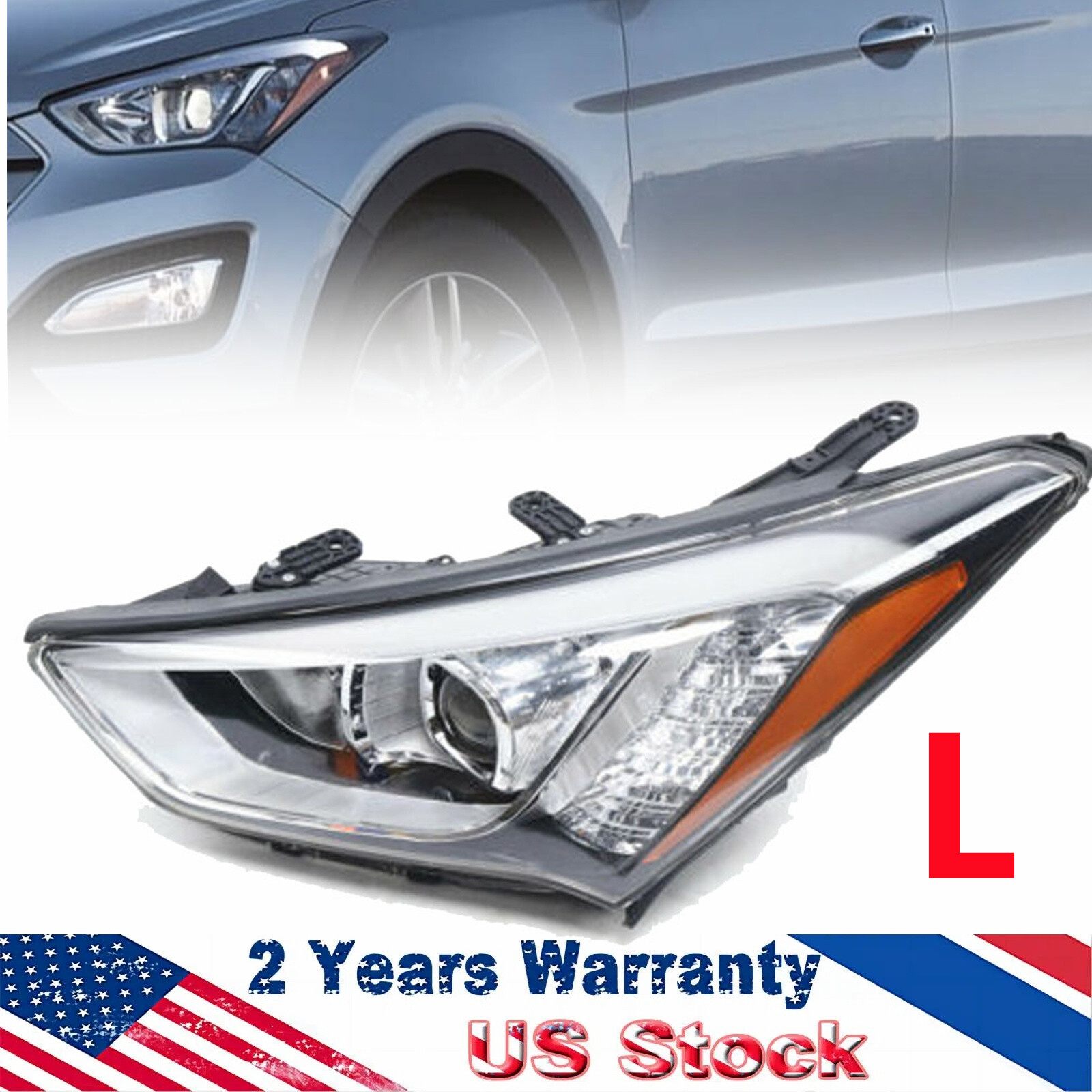 For 2013 2014 2015 2016 Hyundai Santa Fe Headlight Headlamp Left Driver Side LH