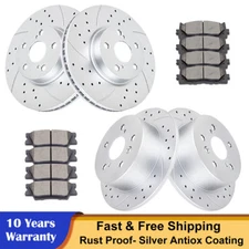 Fit 2007-2011 Toyota Camry Front Rear Drilled Brake Rotors Disc Pads Brakes Kit