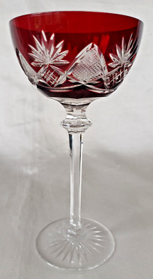 Val St Lambert Berncastel Cocktailglas farbig Rubin auf klarem Schliff 14,2 cm