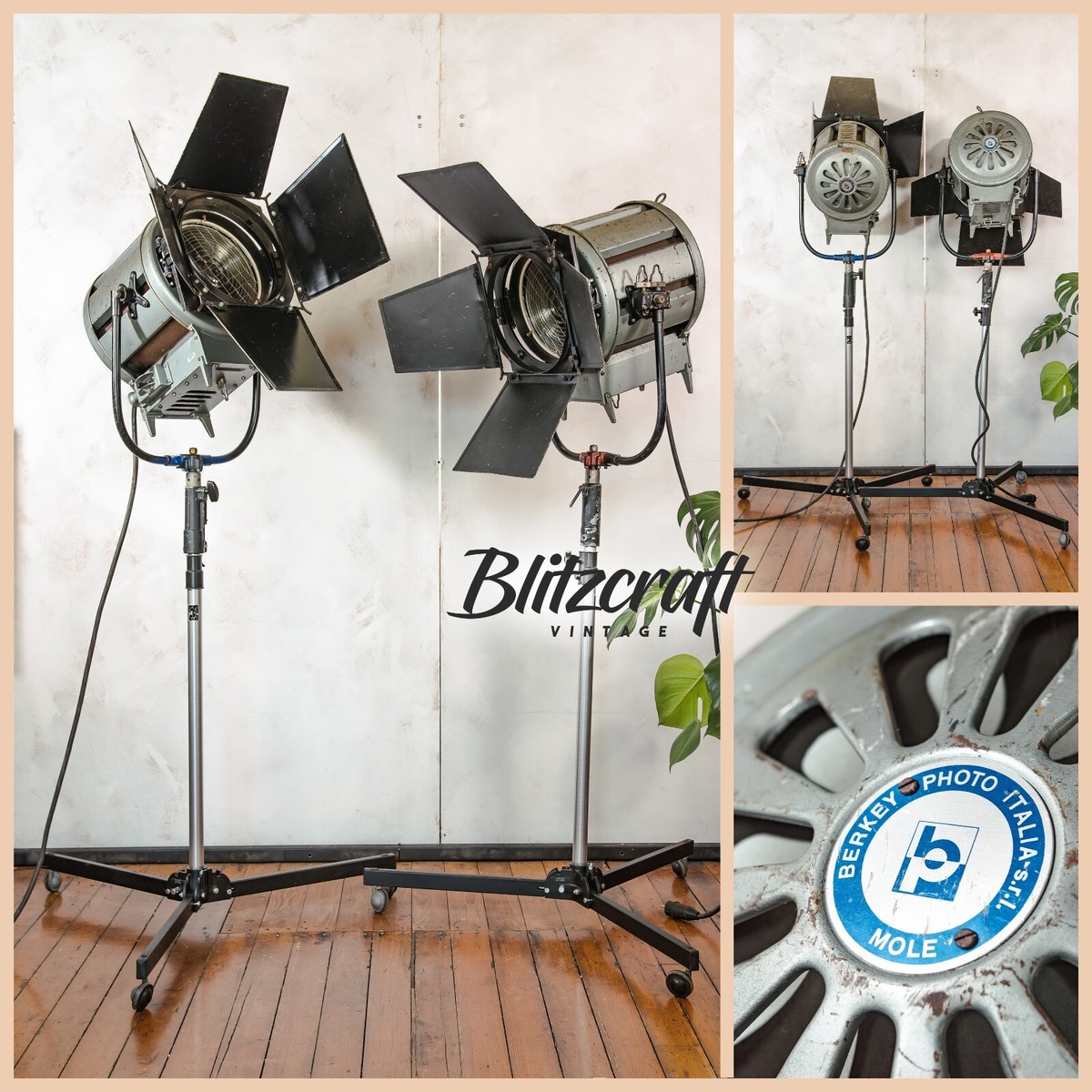 Movie Film Studio Spotlight Floor Lamp Vintage Berkey Italia
