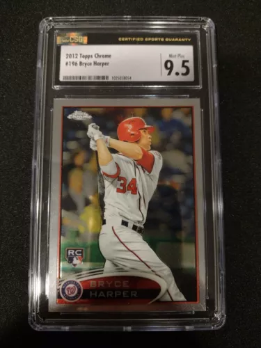 2012 BRYCE HARPER #196 - Topps Chrome Rookie Card RC - CSG CGC 9.5 MINT+ 