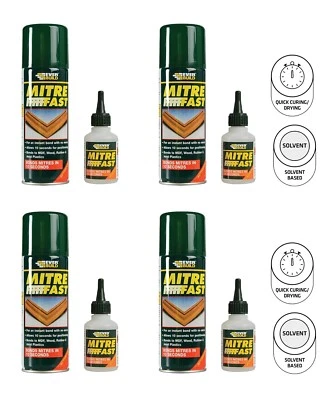 4 x EVERBUILD MITRE FAST BONDING KIT STD SUPER GLUE 50g & ACTIVATOR 200ML