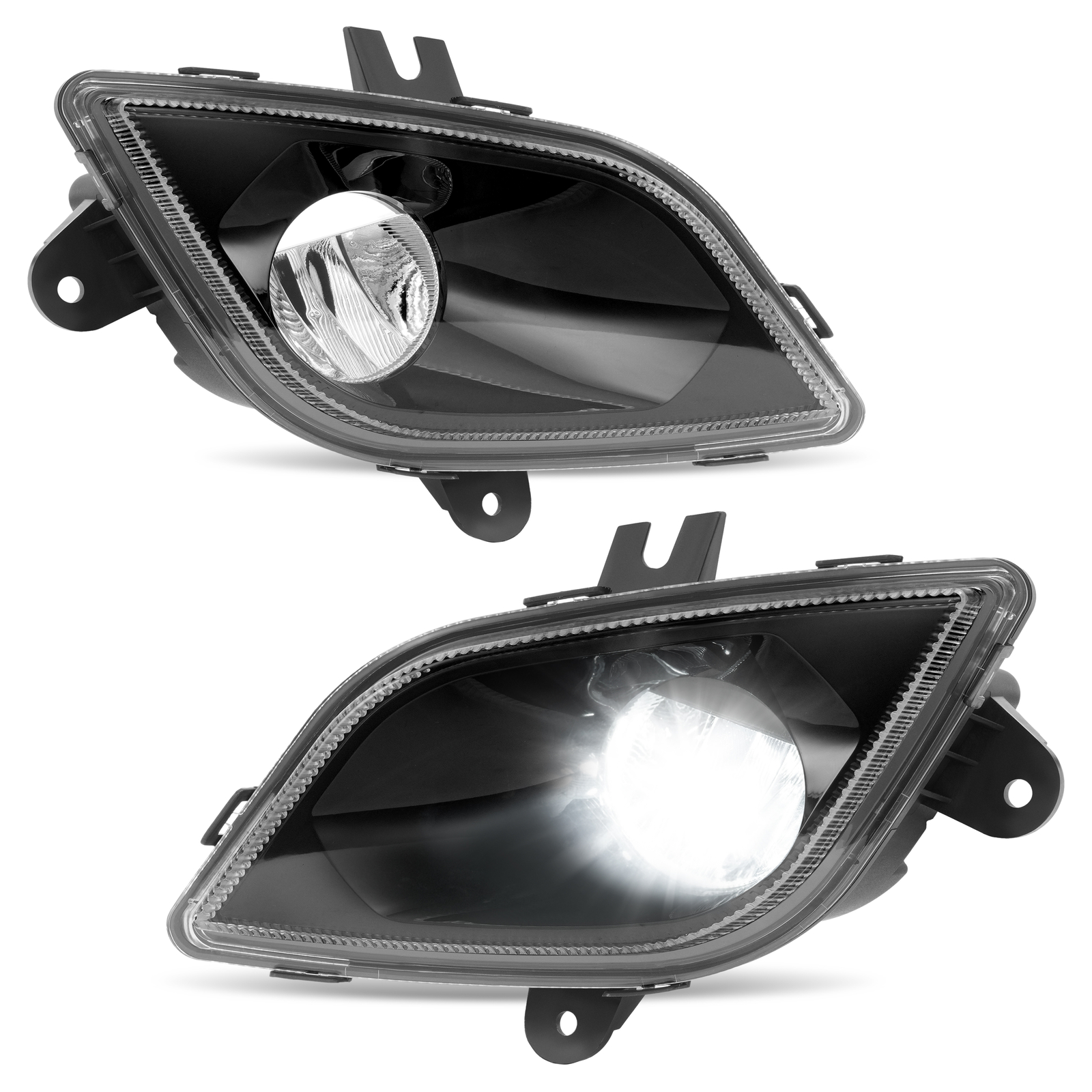 LH & RH Black LED Fog Lights For Freightliner Cascadia 2018-24 Driving Lamp Set