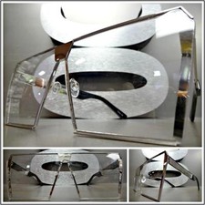 Exaggerated Modern RETRO SHIELD Style Clear Lens EYE GLASSES Large Silver Frame