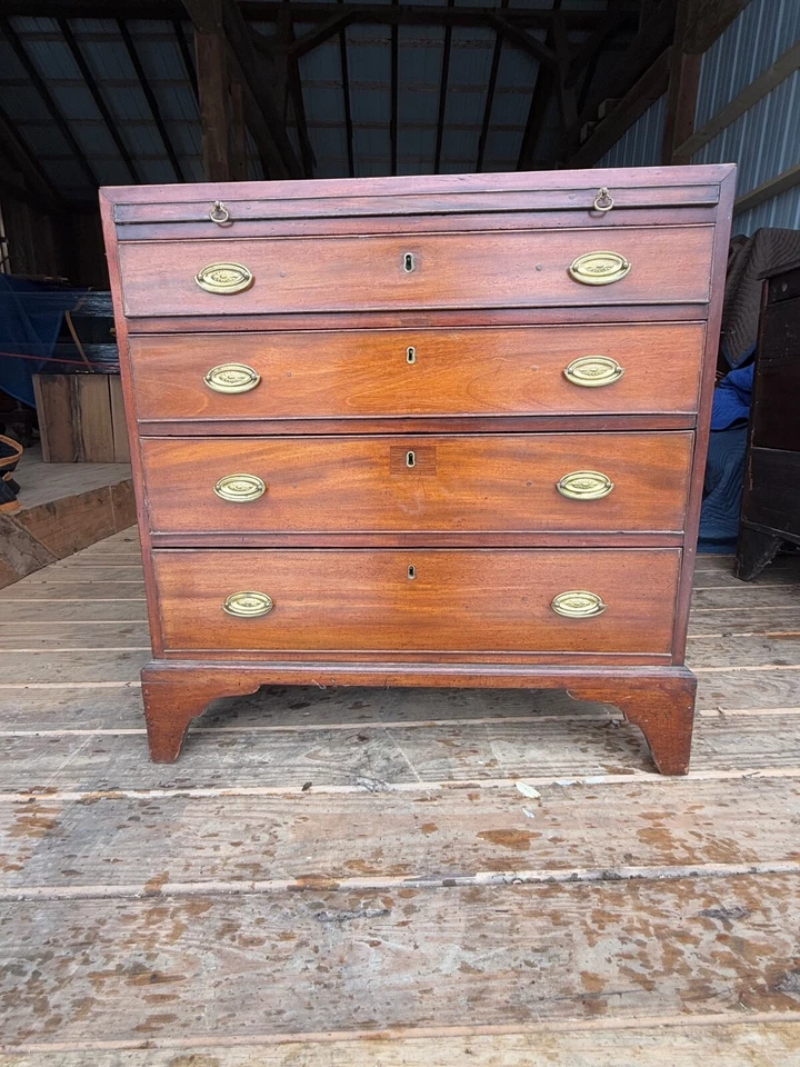Antique chippendale Mahogany bachelors chest dresser drawers bracket ft 33 inch - Image 2 of 4
