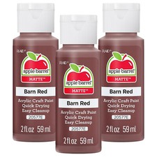 Barn Red Acrylic Paint Set, Lot of 3 (2 Ounces Each) Apple Barrel Matte NEW