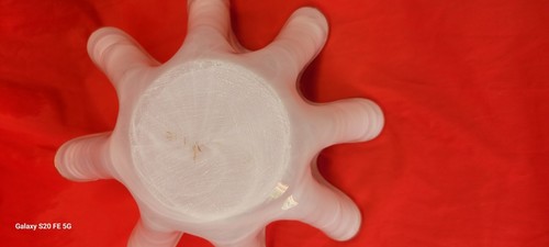 Glass Handblown Handkerchief Bowl white w gold flecks clear rim - Picture 16 of 21