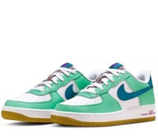 Nike Kids' Grade School Air Force 1 LV8 Shoes Green 2.5 EU 34 Sneakers