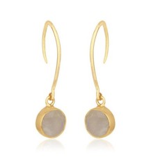 Natural Moonstone 92.5 Silver Gold Plated Gemstone Earrings Women's Jewelry