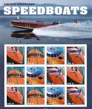 Speedboats Mint Sheet of 12 Stamps, Scott #4160-63, MNH, Free Shipping! Nice!