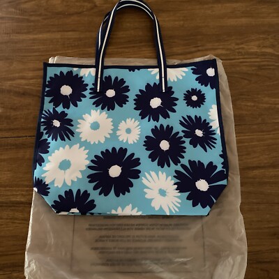Estee Lauder Blue White Floral Flower large tote bag