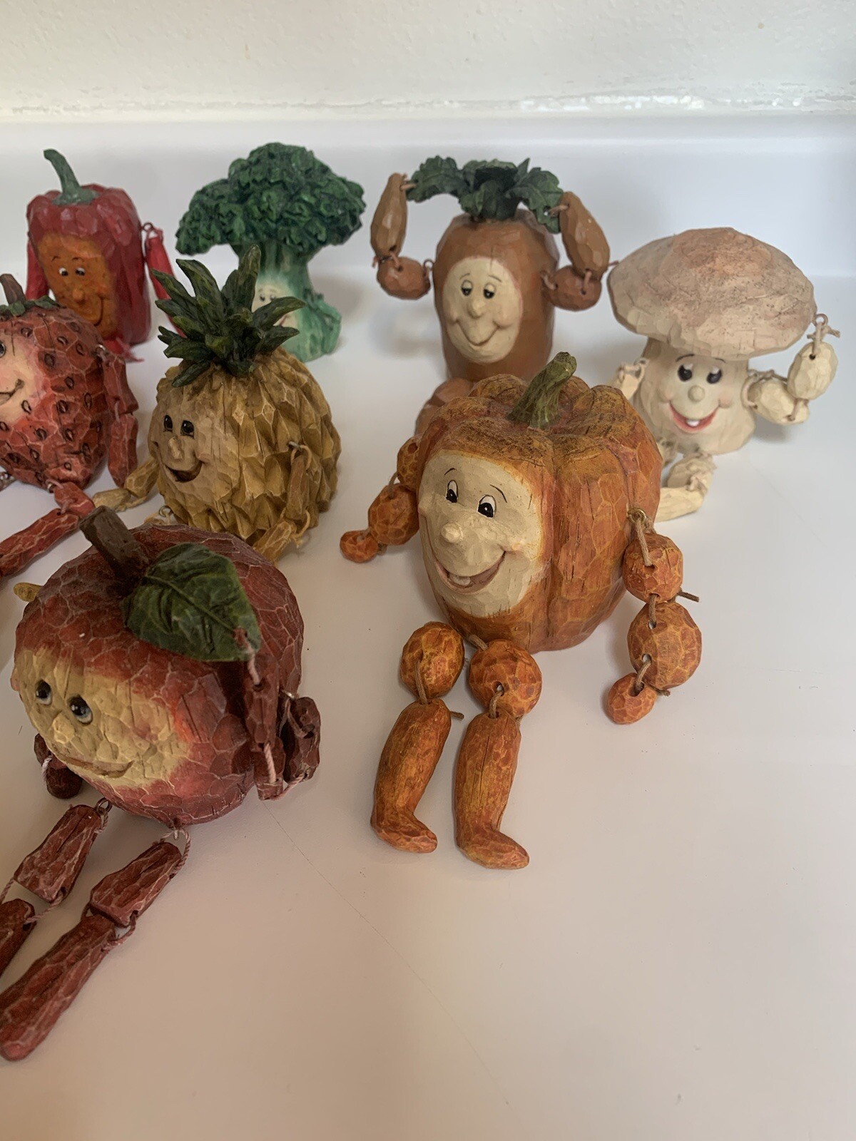 Vintage Anthropomorphic Shelf Sitters Flowers Fruits Vegetables Resin