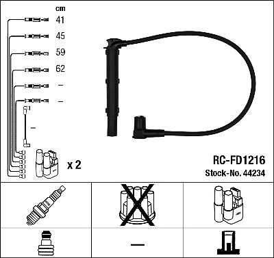 44234 NGK Ignition Cable Kit for FORD