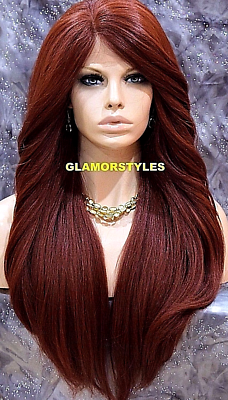 FREE PART LACE FRONT FULL WIG LONG STRAIGHT LAYERED AUBURN  display picture 1