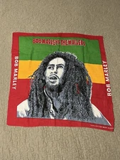 VINTAGE 1980s 1990s Bob Marley Bandanna Flag Rasta Scarf Reggae Jamaica