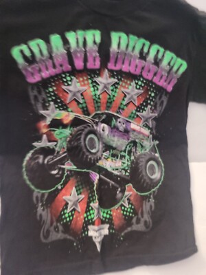 Alstyle T-Shirt Men's Small Black Grave Digger Monster Jam Vintage