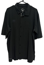 NORTH TEXAS STATE Mean Green Men Black Short Sleeve Button Dri-Fit Shirt L Nike