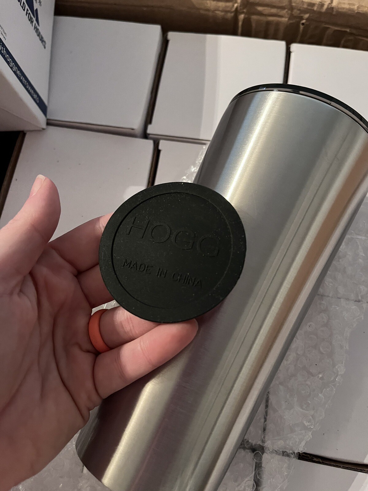 Hogg Outfitters 24 Oz. Silver Tumbler Hot Or Cold for Hours Cup New